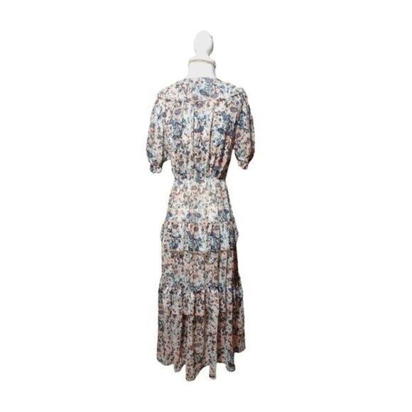 ULLA JOHNSON  Gardenia Delphine Floral Tiered Ruffled Dress Boho Party Size 2 - Picture 7 of 14